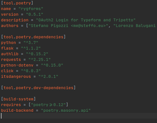 Steffula Ultra highlighting of a Toml file from RYGforms