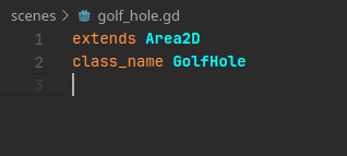 Uno script vuoto denominato GolfHole che estende Area2D.